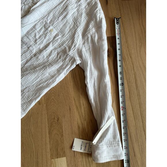 NWT Womens White Gauze Button-Up Shirt 2X 100% Cotton Lightweight Collared Top - Picture 9 of 10